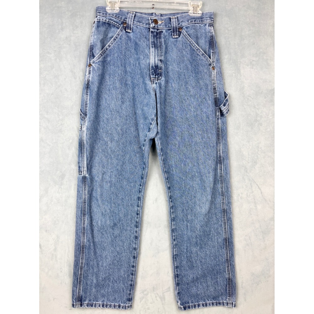 Wrangler Carpenter Jeans Mens 30x30 Medium Wash Blue Denim Utility Work Pants